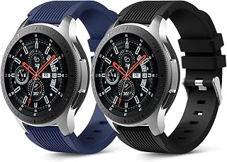 Dirrelo Strap Compatible with Samsung Galaxy Watch 3 45mm/Galaxy Watch 46mm/Huawei GT 2 46mm, 22mm Soft Silicone Sport Wristbands Replacement for Samsung Gear S3 Frontier for Men Women, Black+Darkblue