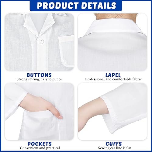 Miniatura 2 de 16 piezas de abrigo de laboratorio para niños, kit de disfraz de laboratorio científico con gafas, tarjeta de identificación para proyectos