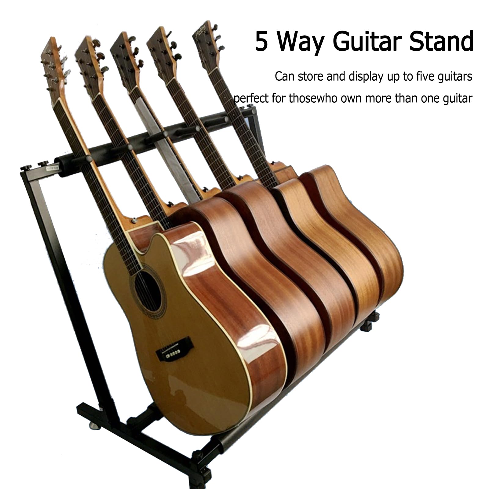 Supporto per chitarra – Supporto portatile in metallo per 5 chitarre, design pieghevole e stabile, ideale per riporre e spettacoli sul palco
