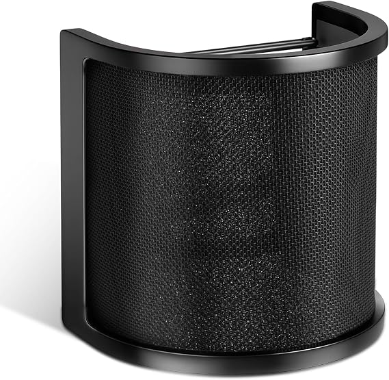 Microphone Pop Filter for HyperX Windscreen Cover Mic Shield Mask Triple Layer U-Shaped Microphone WindShield for Vocal Recording Streaming Dubbing Singing Compatible with HyperX QuadCast 2 USB Mic