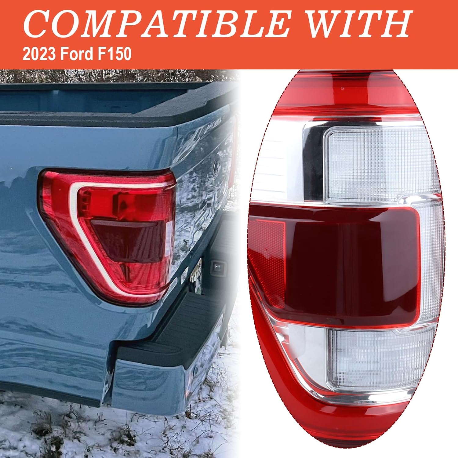 ML3Z-13405-D LED Tail Rear Light Rear Tail Lamp Assembly Fit for 2021-2023 F150 F-150 Taillights W/Blind Spot F150 Accessories（Left Driver Side） ML3Z13405D