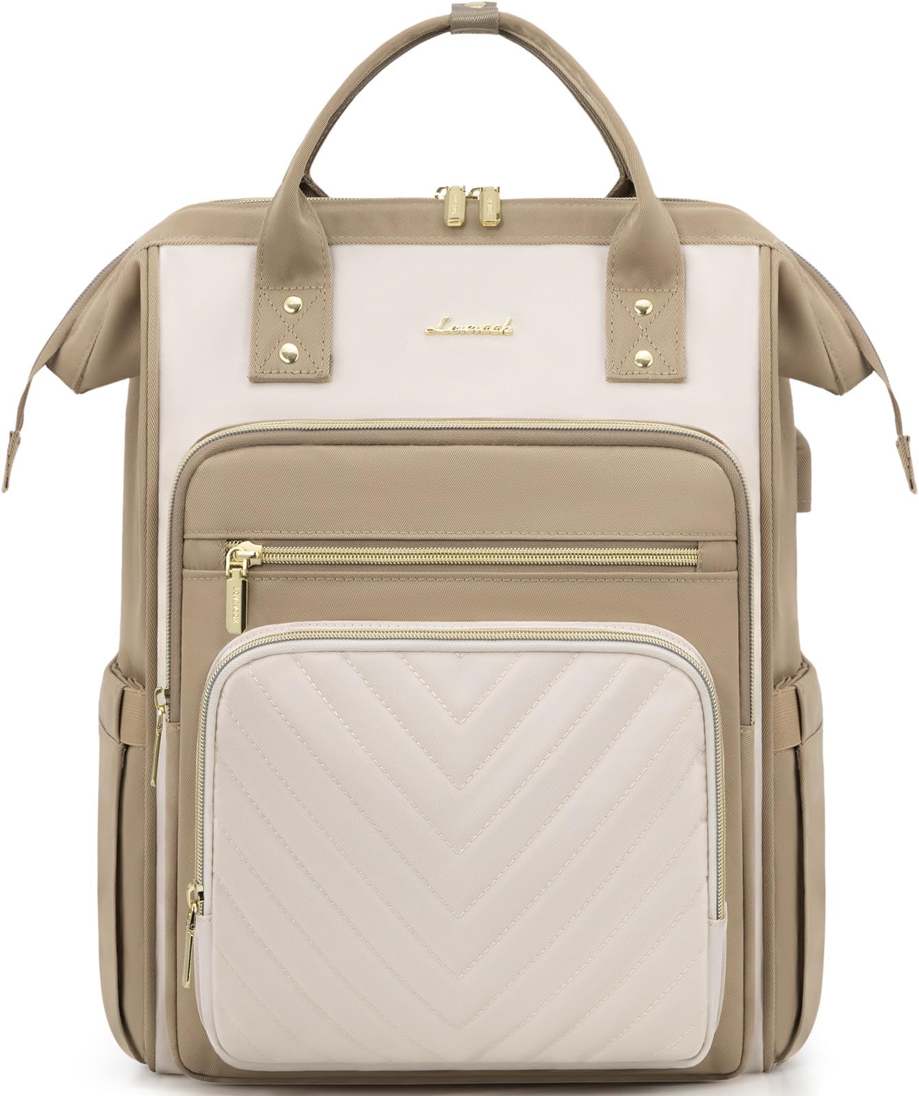 – LOVEVOOK Laptop Backpack Womens, 15.6 inch Laptop Rucksack Bag for Women, Large Ladies Backpacks Waterproof School Bags with USB Port, Fashion Daypacks for Work Travel Teacher Nurse, Khaki Beige