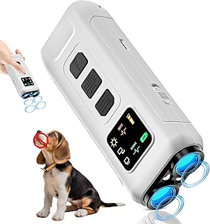 Ultrasonic Dog Bark Deterrent & Anti-Barking Training Device, 3 Modes to Stop Dog Barking, Handheld Tool, Safe, Rechargeable, Compact and Portable, Suitable for Indoor/Outdoor Use(White)