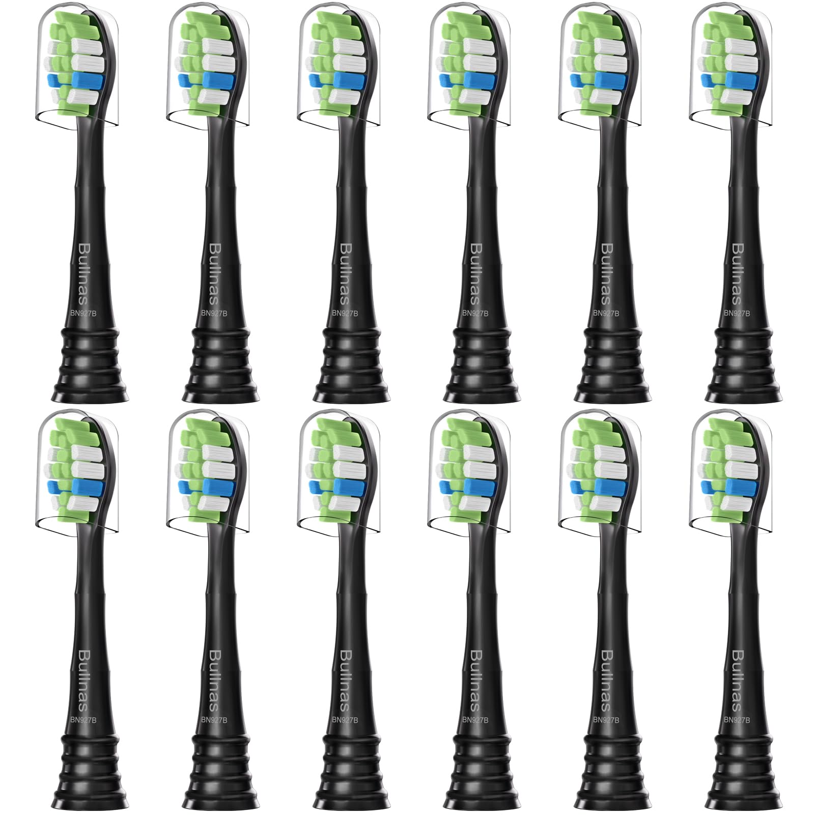 Replacement Brush Heads Compatible with Philips Sonicare ProtectiveClean 6100, 5100, 4100 Electric Toothbrush, W Toothbrush Head for Sonicare 6062/95, Black, 12 Count