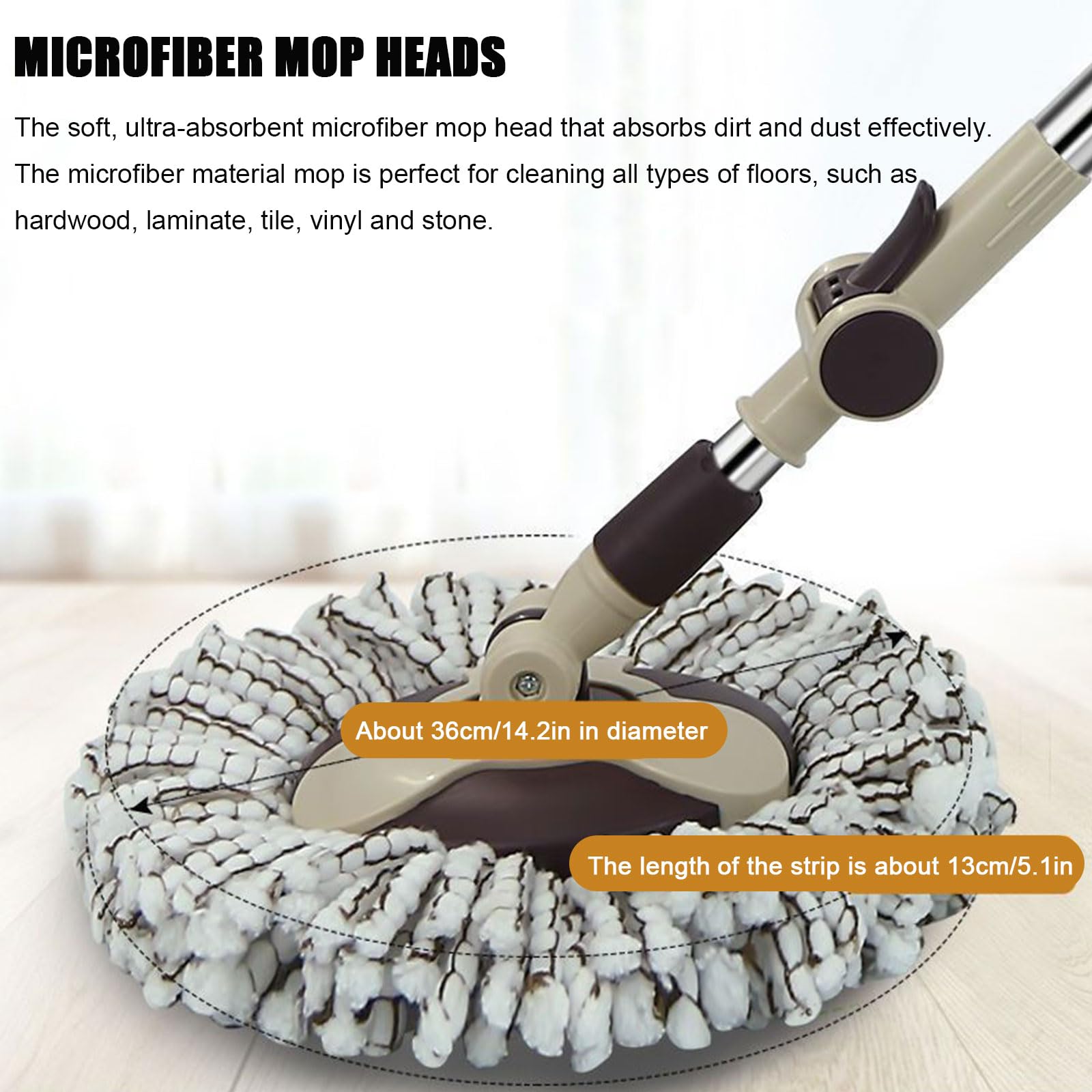 Questo Set Composto da mocio Rotante e Secchio con strizzatore per la casa, Testina del mocio Girevole a 360° con 4 Panni di Ricambio in Microfibra, Pulizia di Pavimenti in Legno, Laminato,