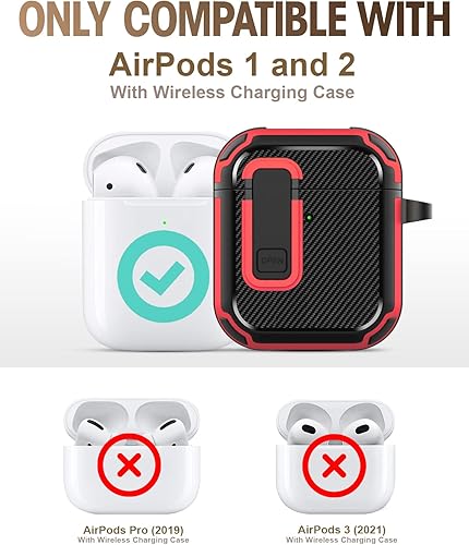 Miniatura 7 de Koaichi Funda para AirPods Pro 21 generación funda protectora ultra dura de cuerpo completo con cerradura potente protección contra caídas funda