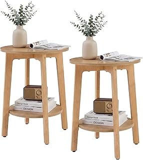 DUMOS Small Round End Tables Set of 2 for Living Room, Small Spaces