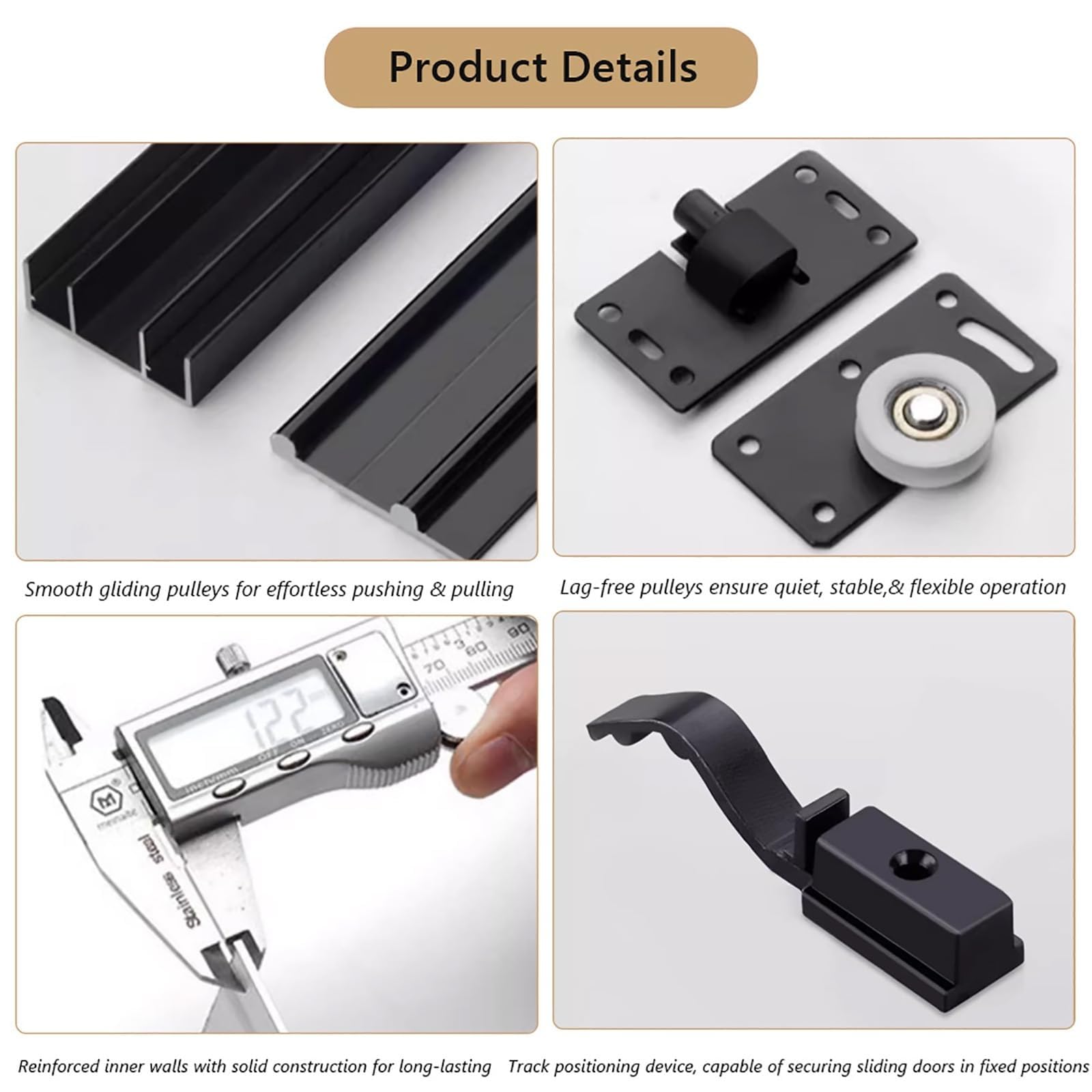 Kit de riel para puerta corredera de tres pistas, riel invisible de cierre suave, sistema deslizante sin ranuras, riel de puerta corredera de aluminio para armario, granero, baño