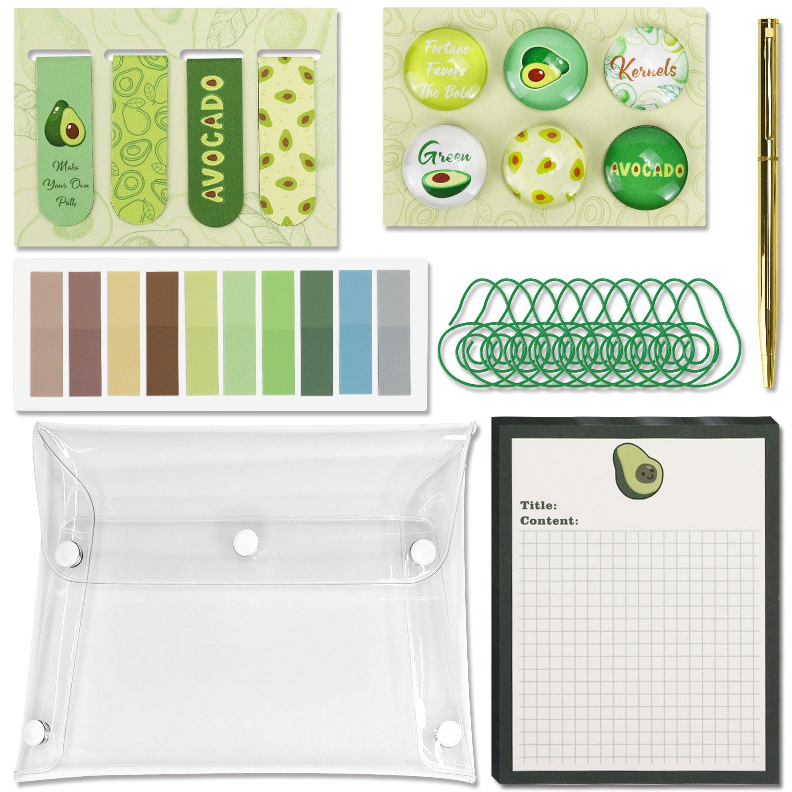 Cute Desk Accessories,This Office Supplies for Women Package Comes with Ballpoint Pens,Paper Clips,Note Paper,Thumbtacks,Binders,and Schools Can Also