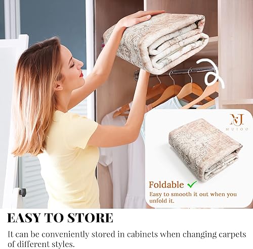 Miniatura 7 de MUJOO Alfombra de pasillo de 2 x 8 pies, color rosa, larga, bohemia, lavable a máquina, antideslizante, para entrada, cocina, baño, mesita de noche,