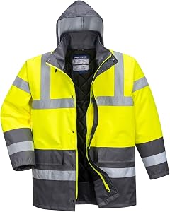 Portwest Parka De Alta Visibilidad Contrast Traffic, Tamaño: M, Color: Amarillo/Gris, S466YGYM