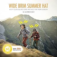 Vista 6 de Sombrero de sol para exteriores para hombre con protección UPF 50+, gorra de safari de ala ancha, sombrero de pesca con solapa para el cuello