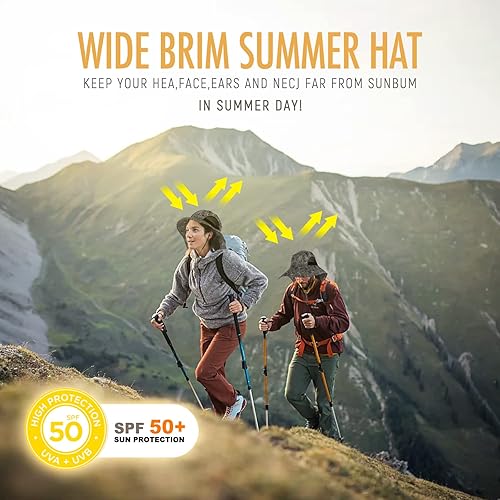Miniatura 6 de Sombrero de sol para exteriores para hombre con protección UPF 50+, gorra de safari de ala ancha, sombrero de pesca con solapa para el cuello, para