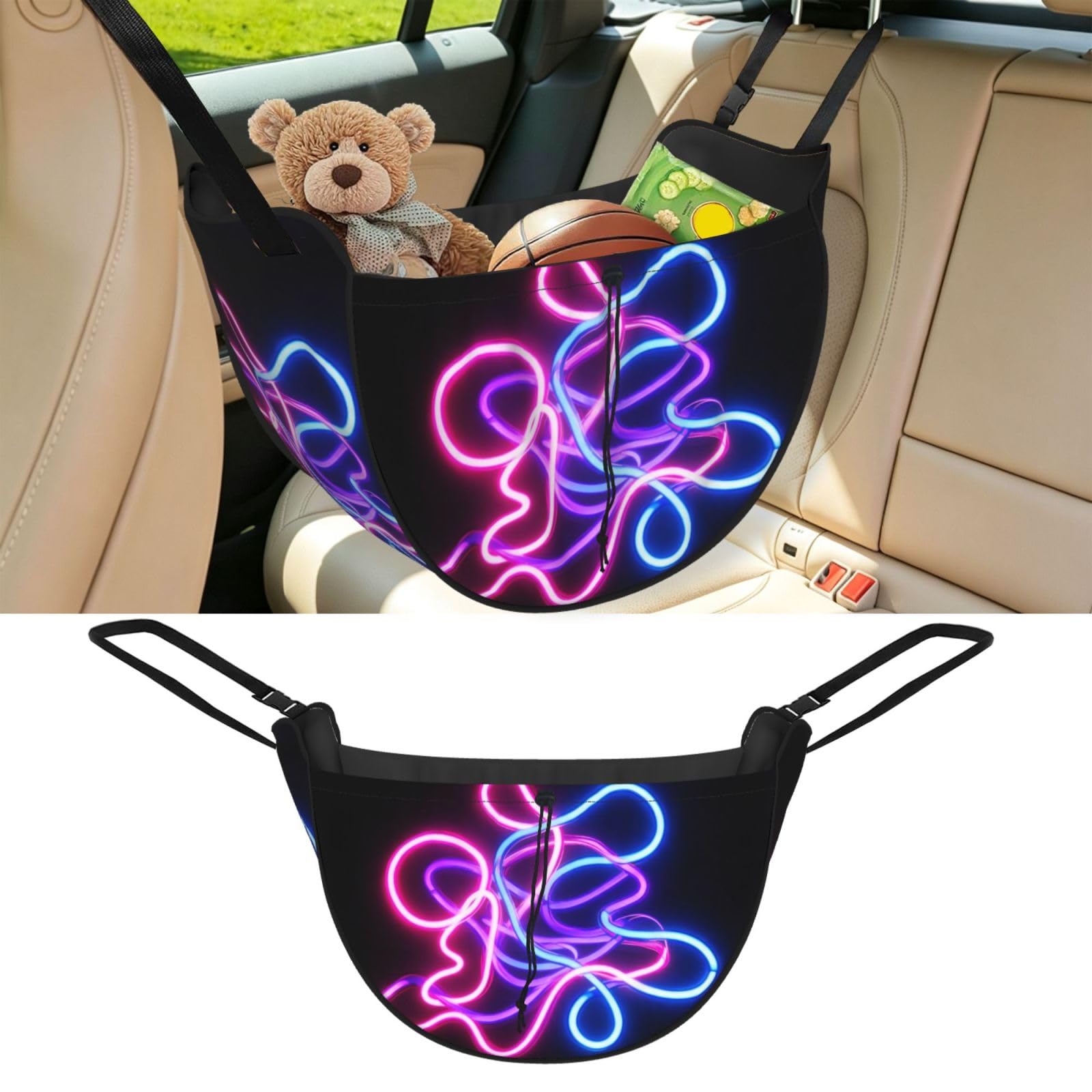 CNTDBU Neon Tube Car Seat Organizer-Backseat Storage Bag for Travel