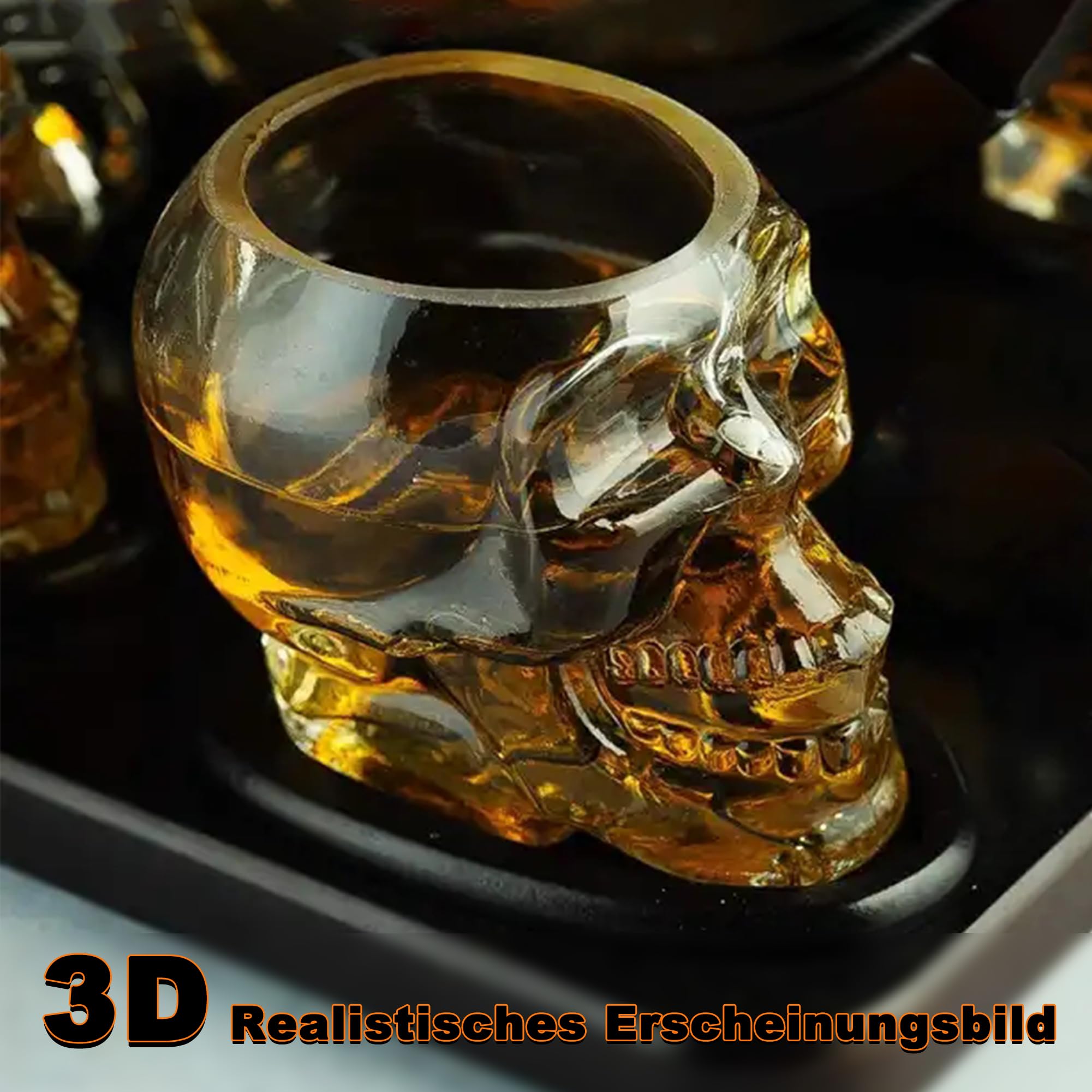 350ml Schädel Whiskygläser Wassergläser Saftgläser, Totenkopf Kollektion Trinkgläser, Perfekt für zu Hause, Restaurants, Bar, Geschenk und schmücken(2 Stück)