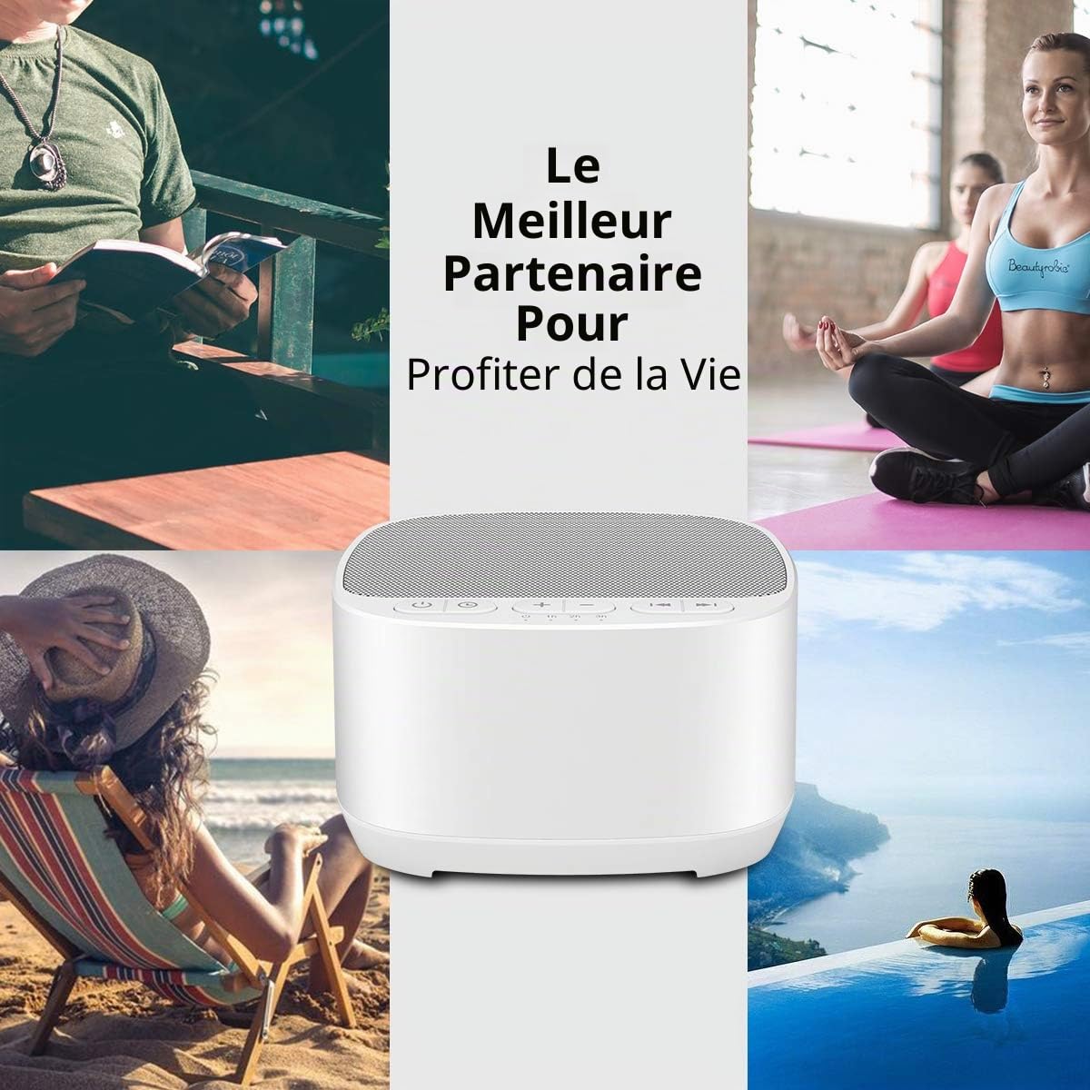 Magicteam Sleep Sound Machine à bruit blanc avec 40 sons naturels apaisants et fonction de mémoire, 32 niveaux de volume, minuterie de sommeil, thérapie sonore pour bébés, enfants et adultes