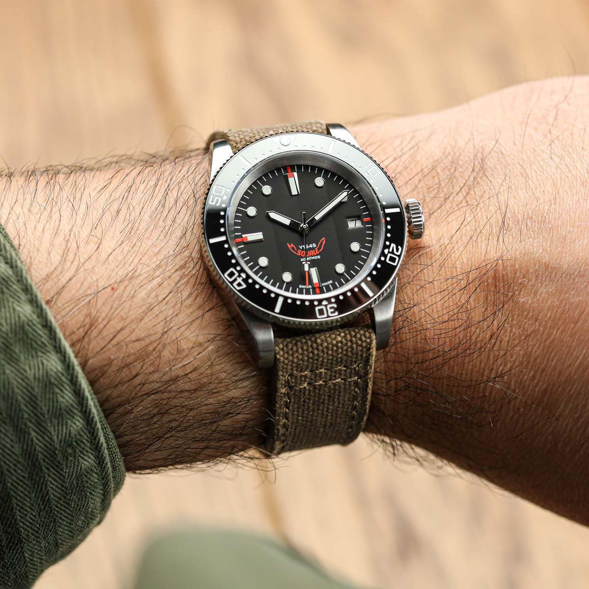 WatchGecko - Cinturino per orologio in tela, fatto a mano, in due pezzi, marrone