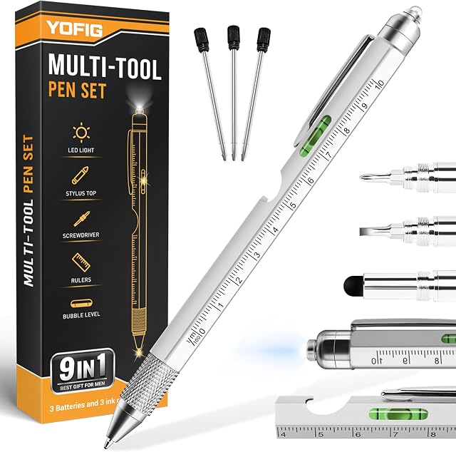 YOFIG Gifts for Men, Father's Day Gifts, 9 in 1 Multi Tool Pen Gadgets for Men, Gifts for Him, Stocking Fillers Gifts for Dad, Ideas of Dad Gifts Tools, Men and Women Gifts Ideas