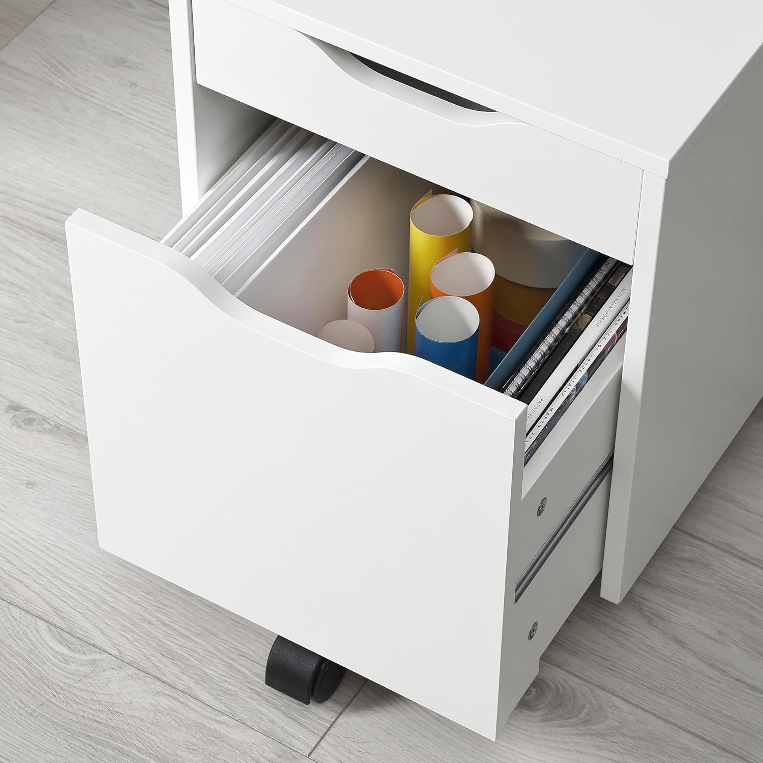 ALEX Drawer unit on castors, white/black, 36x50 cm