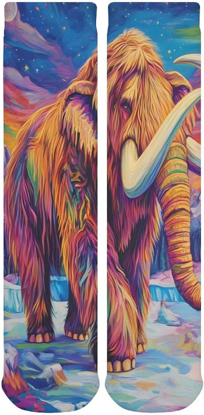 Woolly Mammoth on Ice Knee High Socks Casual Long Stockings Over Calf Sock Tube for Women Men