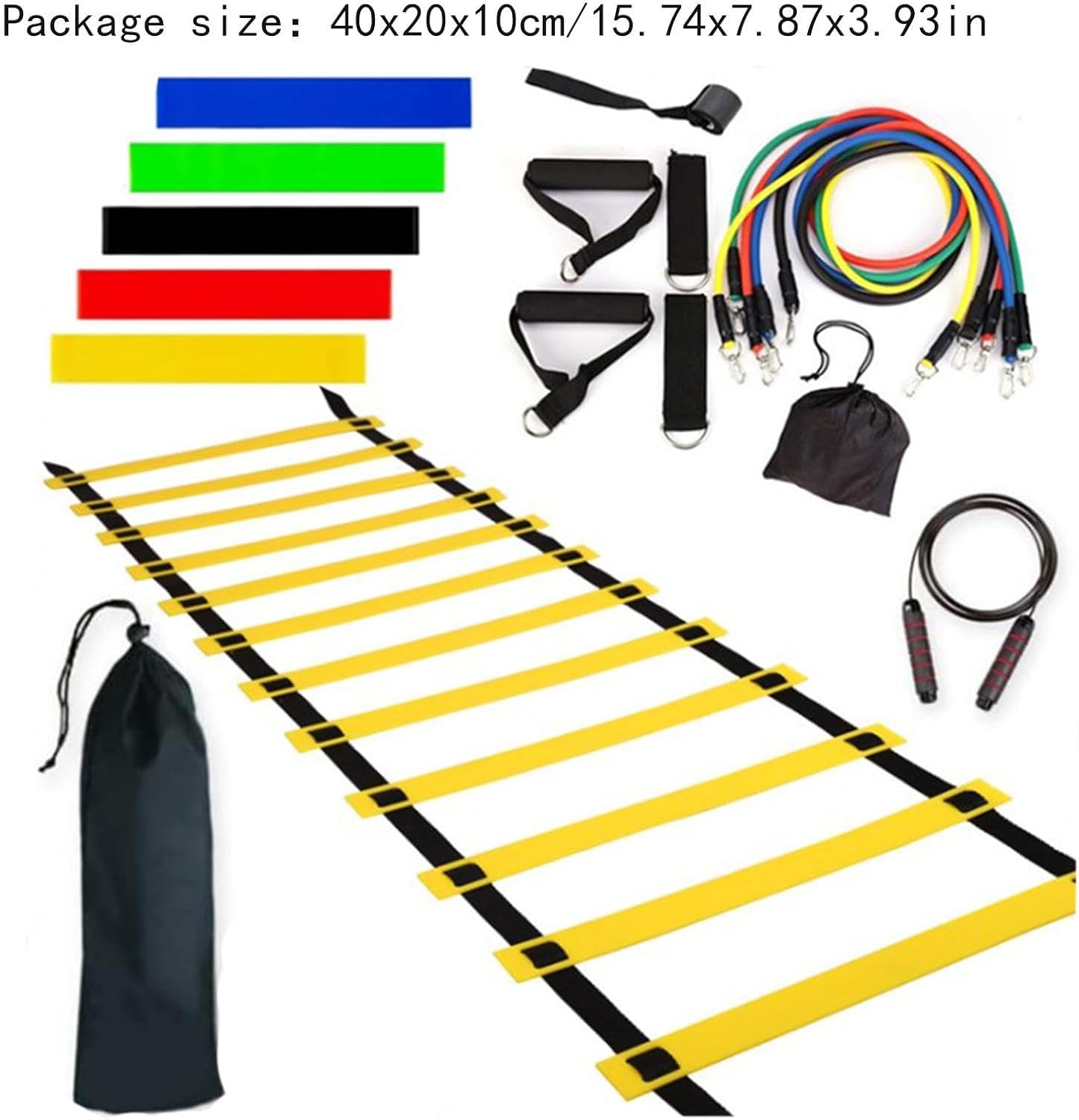 Football Training Equipment Set - Adjustable PP Materials, 6m 12 Section Agility Ladder, Foldable Speeds footworks Obstacle, High Density resistances Finish | Gear for Soccer & Athletes & All Ages