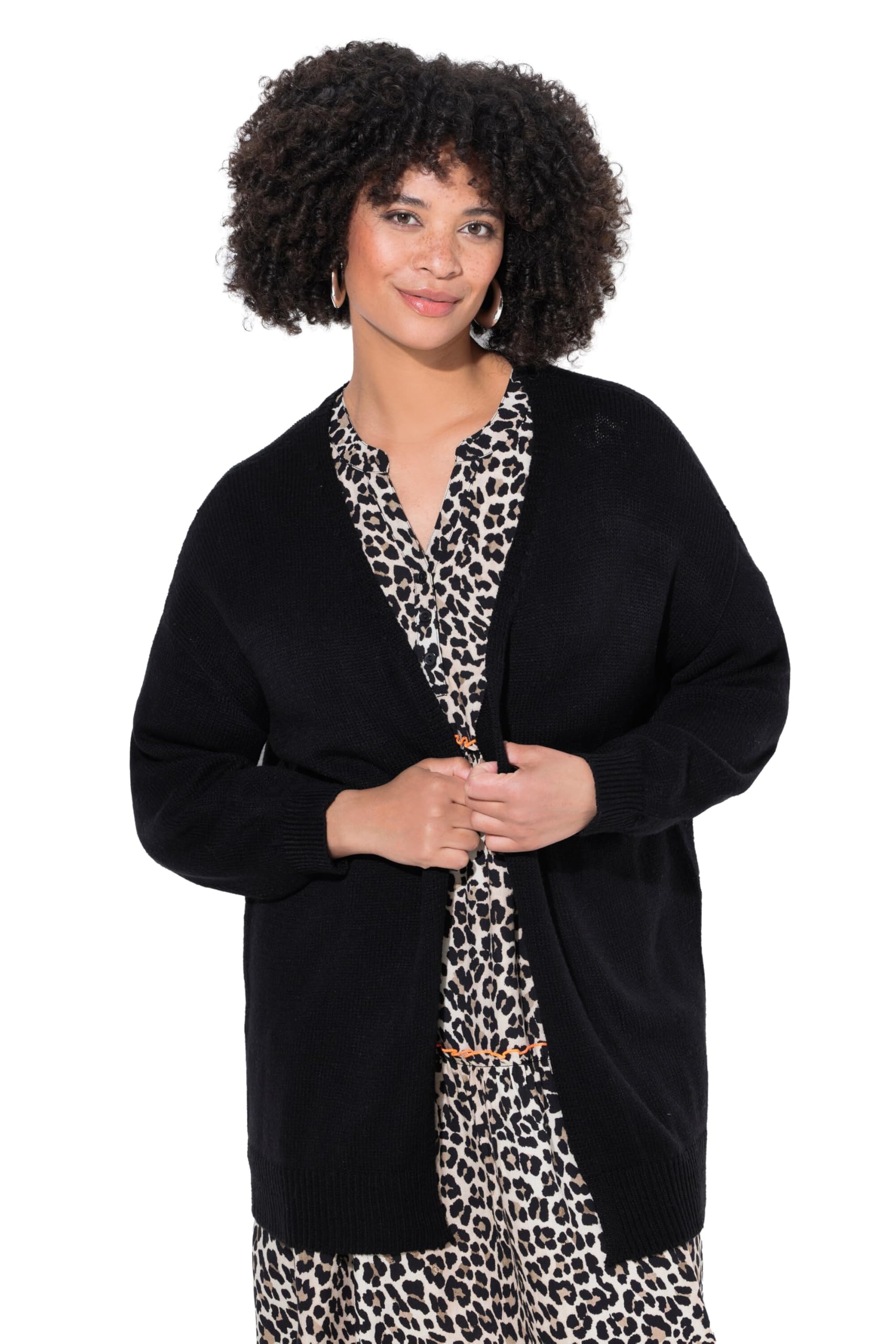 Angel of Style Damen große Größen Übergrößen Plus Size Strickjacke, offene Jacke, Augen-Herz auf dem Rücken 843597