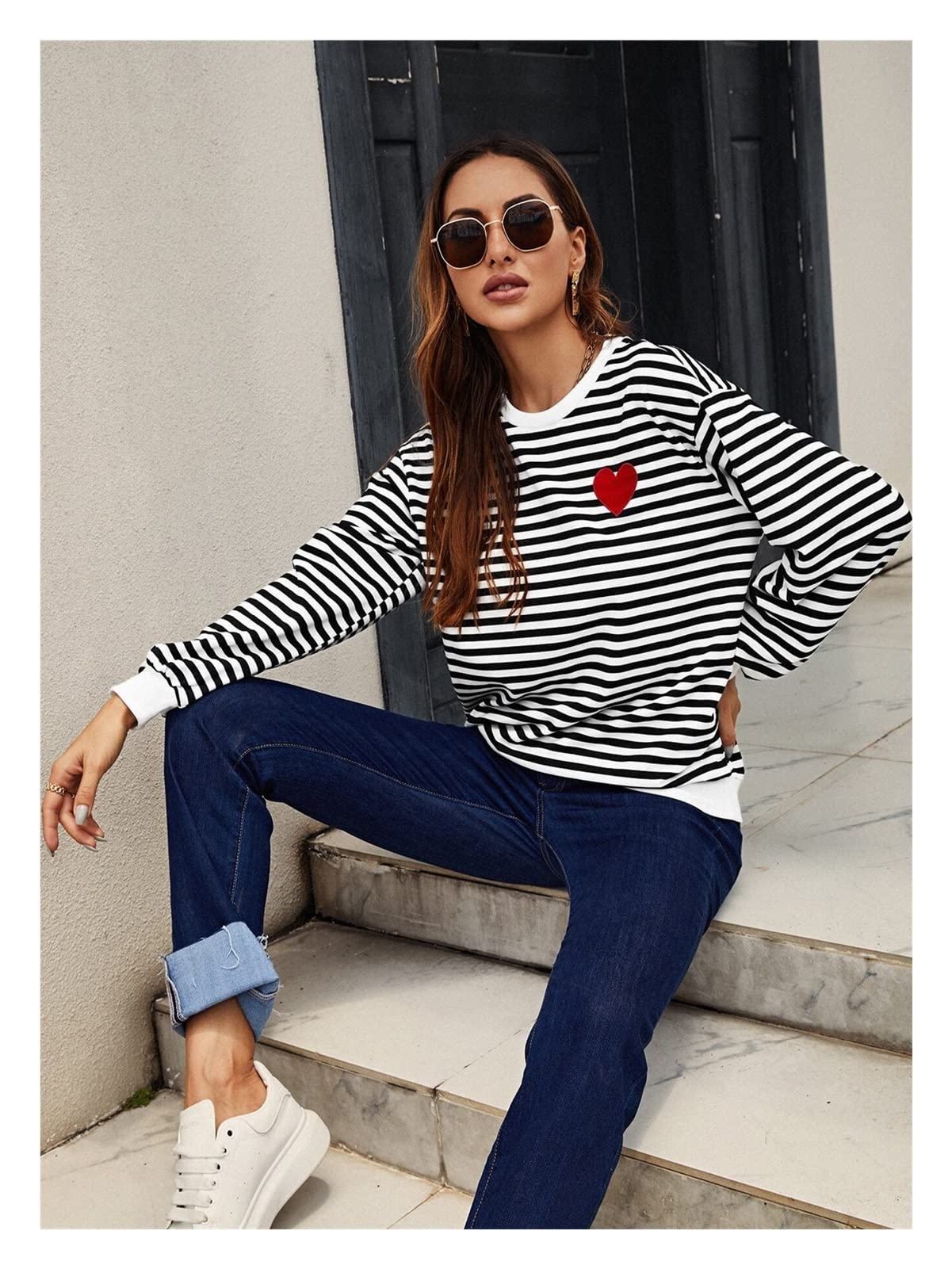 Sweat-shirt de base à rayures de base des femmes taille XS vêtement tendance