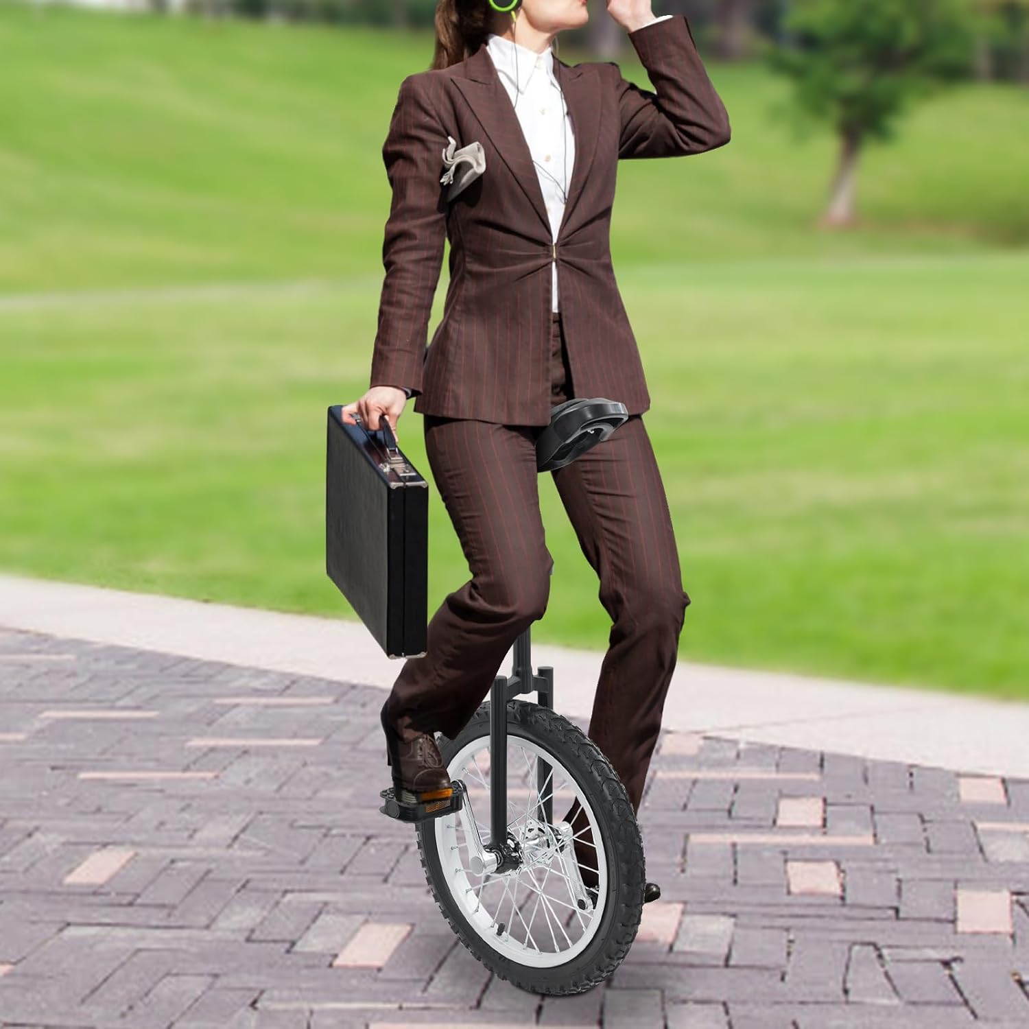 16 Inch Outdoor Wheel Unicycle, Height Adjustable Sports Exercise Bicycle for Office Workers, Students, Cycling Enthusiasts