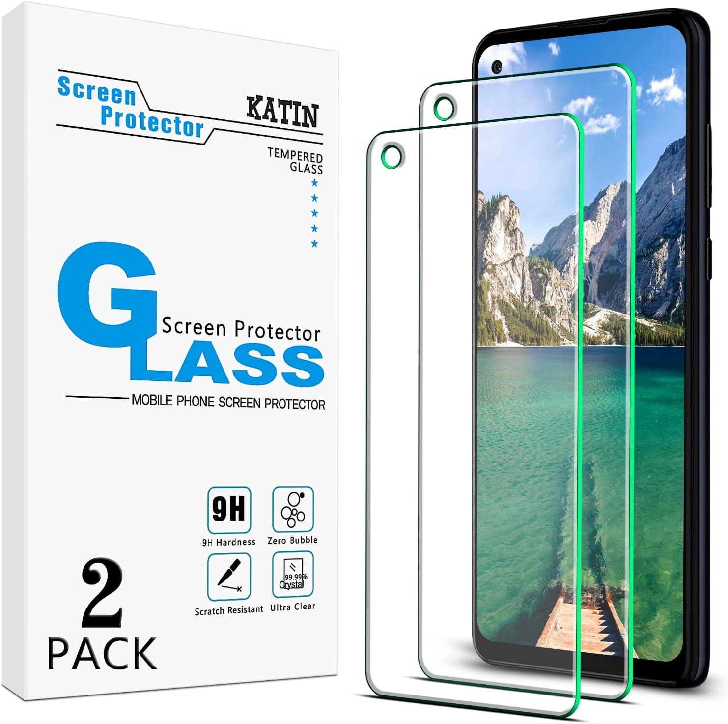 KATIN [2-Pack] Screen Protector For Samsung Galaxy A11, M11 Tempered Glass, Bubble Free, 9H Hardness, Support Fingerprint Reader, Opened Camera Hole