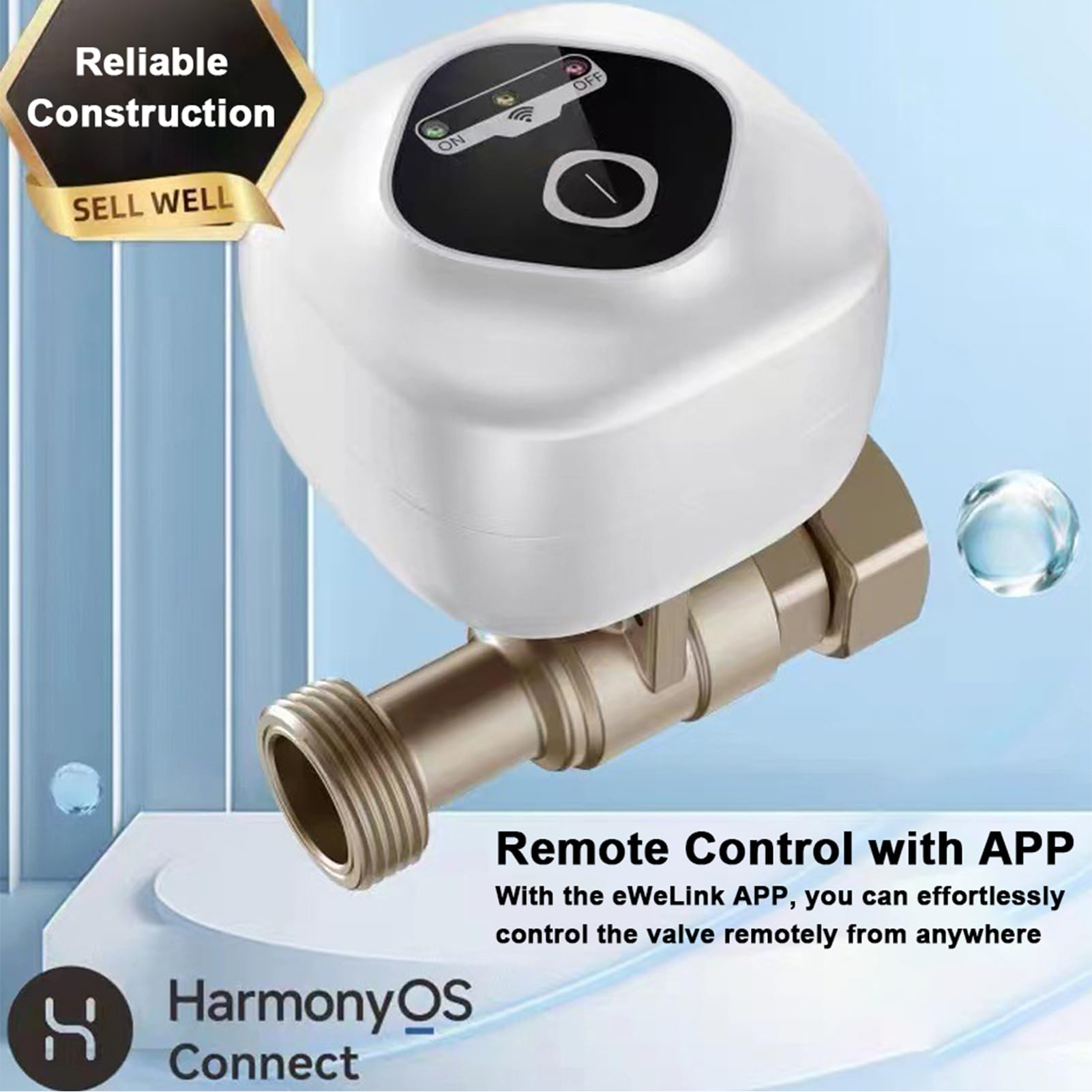 Vanne D'arrêt d'eau Automatique Intelligente WiFi pour Maisons Intelligentes, Alarme de Fuite, Télécommande pour la sécurité Familiale, Blanc (DN15)