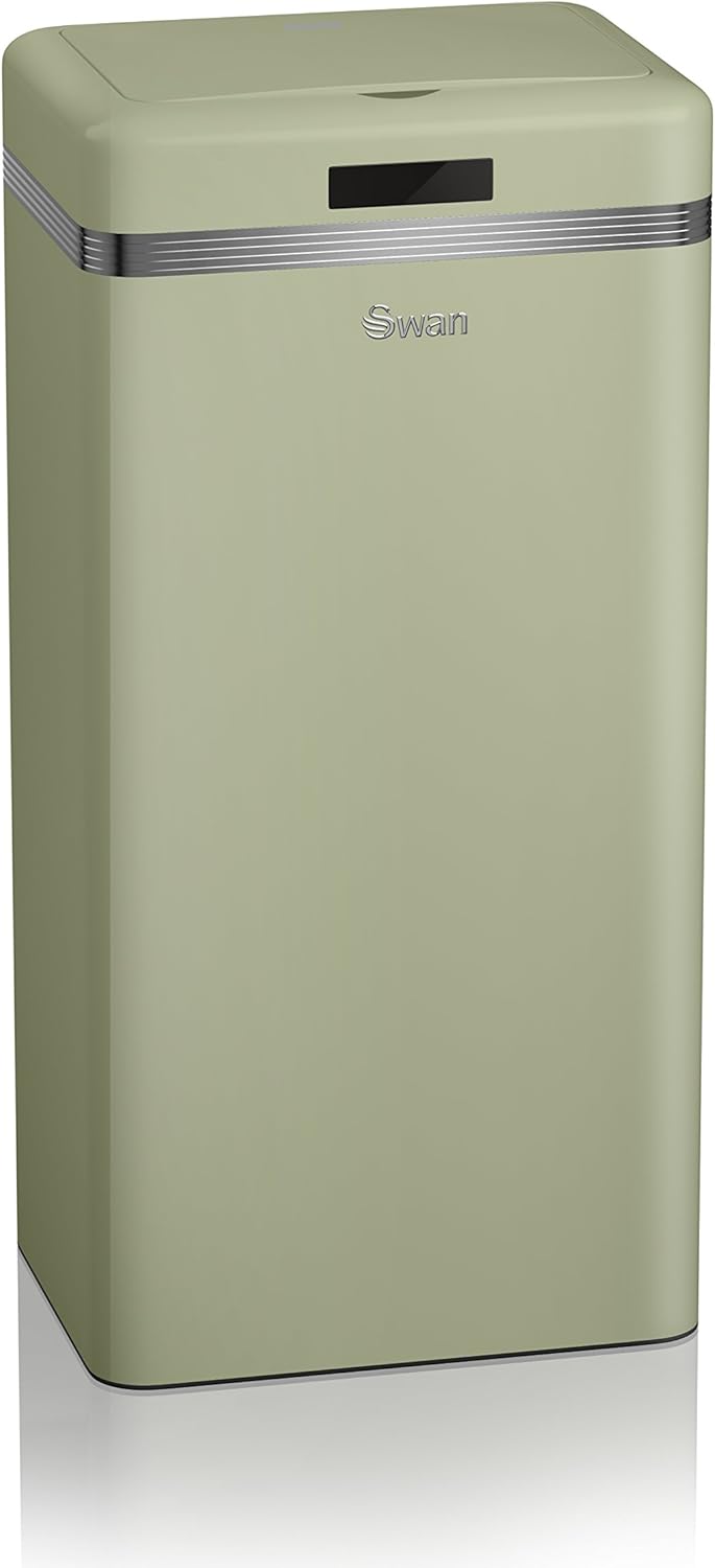 Swan SWKA4500GN Retro Kitchen Bin with Infrared Technology, Square, 45