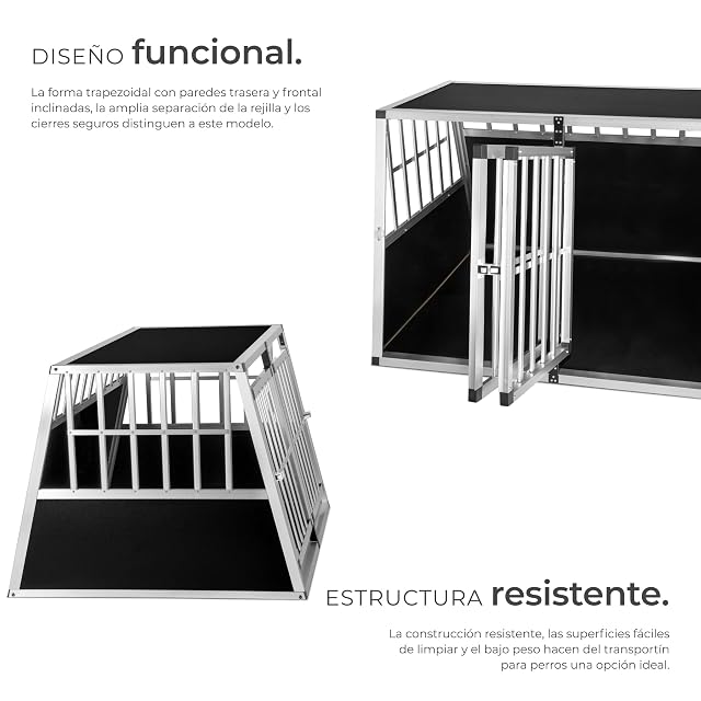 Foto 3 de 7 de tectake® Transportin Perro Coche, Jaula para Perros con Puerta y Cerradura, Transportin Perro Grande Robusto…