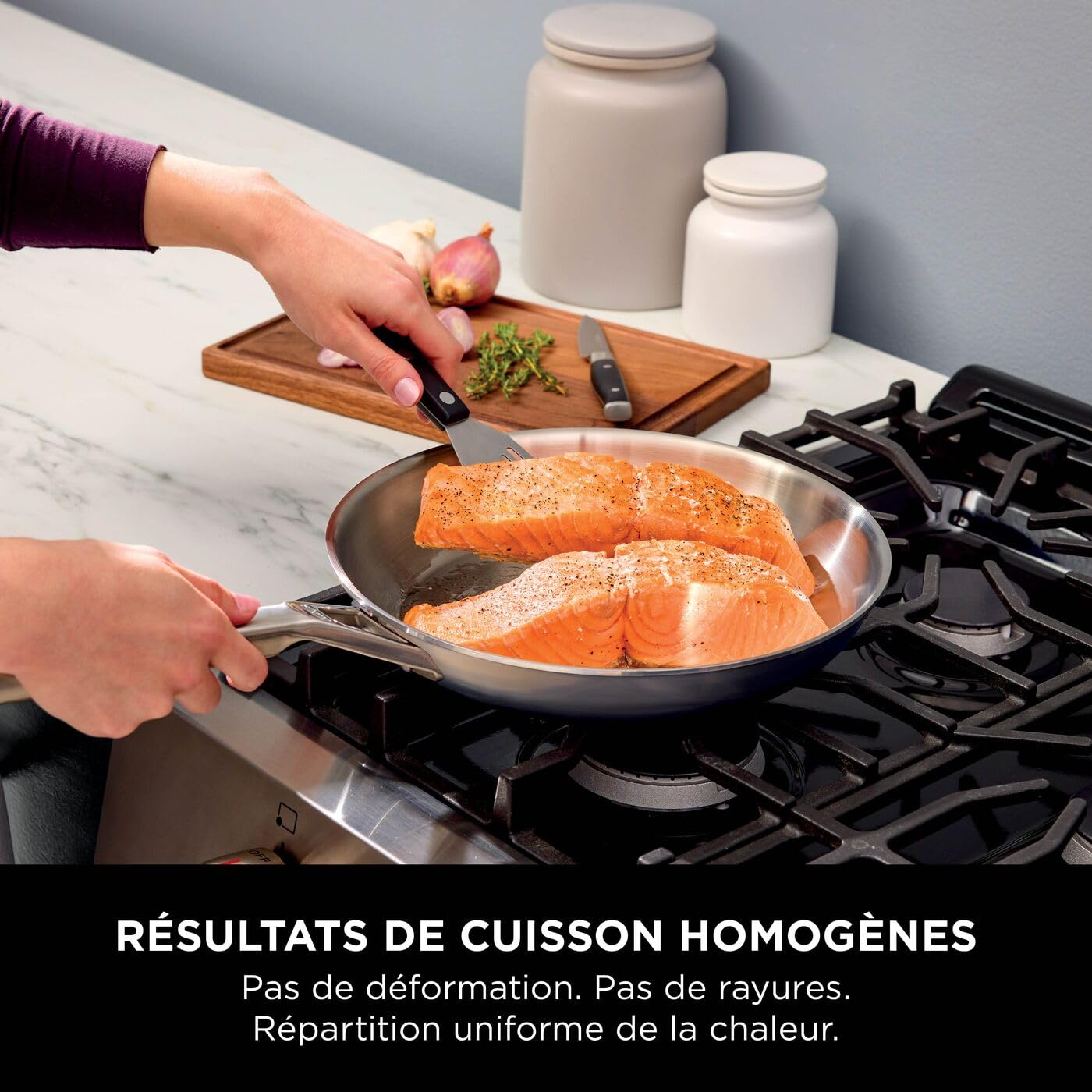 Ninja EverClad, batterie de cuisine 2 poêles, tous feux C92000EUI | acier inoxydable, Convient à tous les types de feux, y compris l’induction, Compatible au four, Base 100% induction