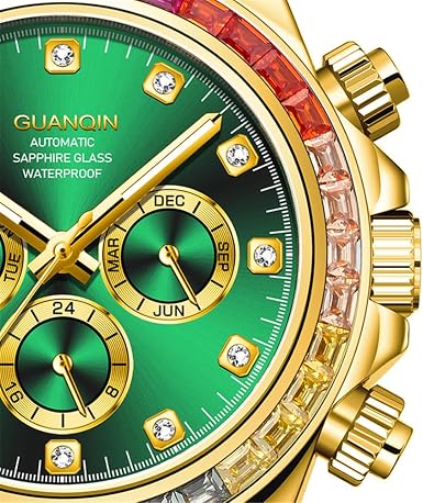 Amazon | GUANQIN ユニーク多機能ラインストーン文字盤デザイン男性
