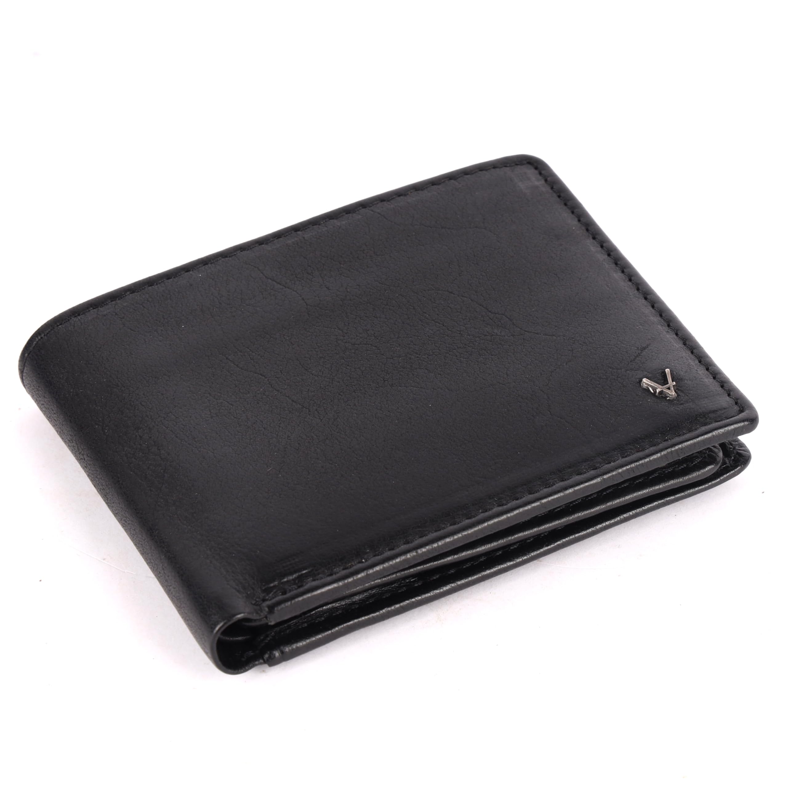 VILENCA HOLLAND Men's Genuine Italian Leather Bifold Wallet - Sleek & Minimalist, RFID Protected, ID Window Flap, Card Holder, Gift for Him (Black)