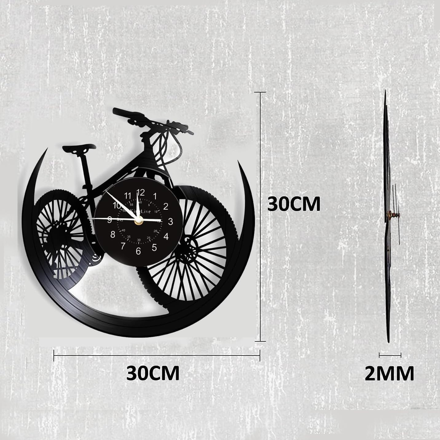 Mountain Bike Vinyl Record Wall Clock Cycling Decor Sports Events Bicycle Cave Watch Mountain Biker Cyclist Gift 12 inch Black