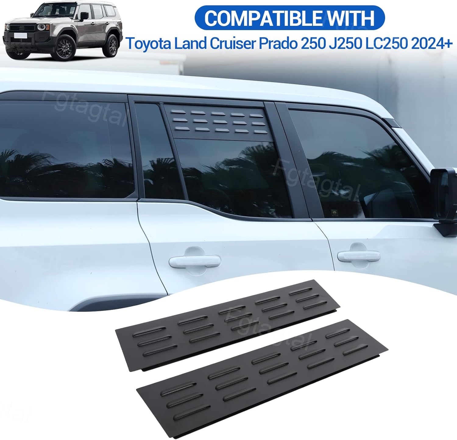 Window Air Vent Fit for Toyota Land Cruiser 250 Prado J250 LC250 2024 2025, Aluminum Side Window Louvers Air Vent Cover, Rear Window Air Vent Shades Cover Trim Accessories, 2PCS