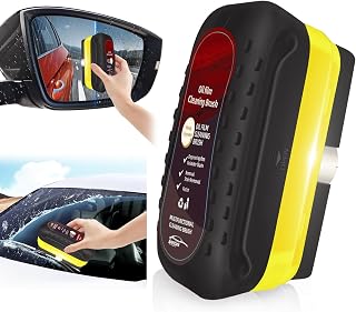 Automotive Oil Film Cleaning Brush with Reusable Foam Sprayer, Upgraded Antifog Glass Cleaning Board, Glass Oil Film Remover for Car Windows & Windshields, Versatile Car Glass Cleaner Brush (Black)