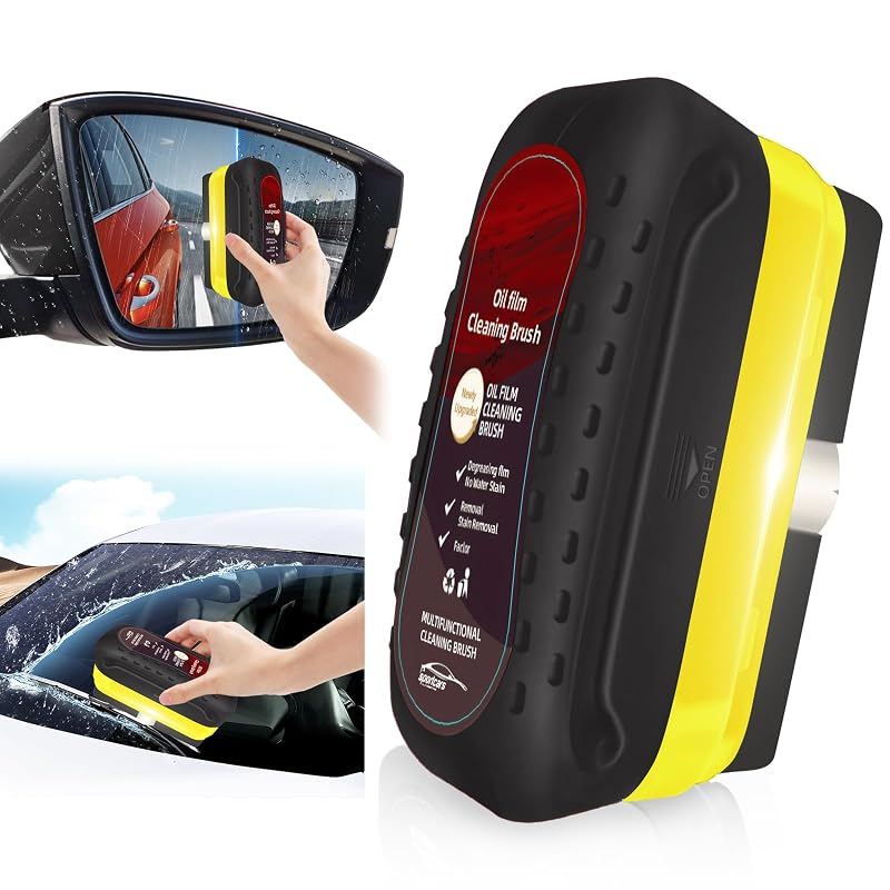 Escova removedora de película de óleo para vidros automotivos Eiruseed com borrifador de espuma reutilizável 120 mL, preta