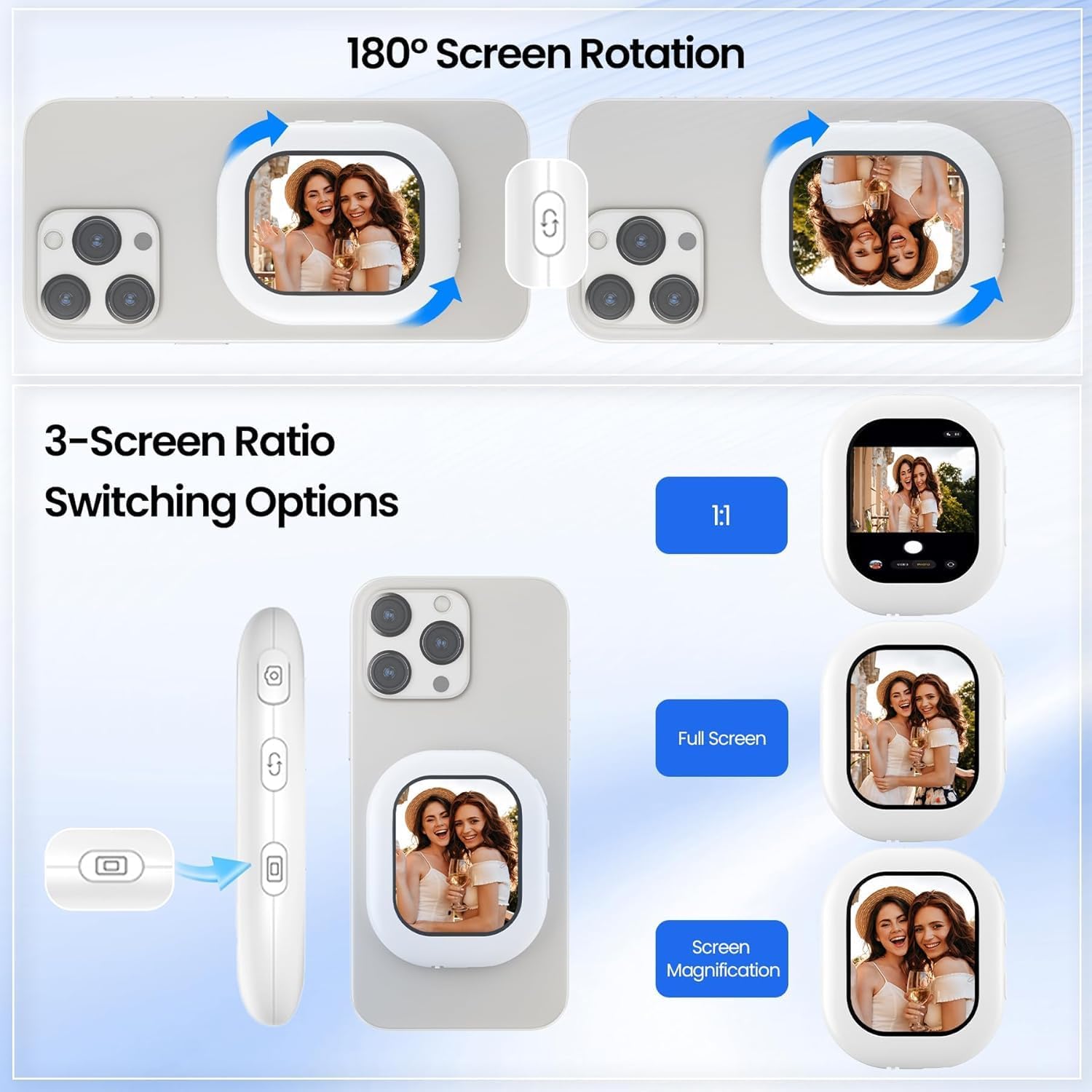 Wireless 4K Vlog Selfie Monitor Screen with Bluetooth Remote 7