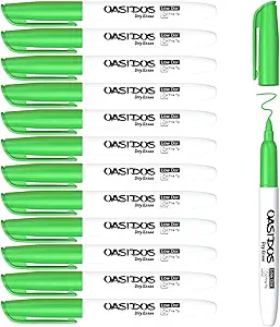 Fine Tip Dry Erase Markers - 12 Pack Green Fine Point Thin Whiteboard Markers Bulk, Low Odor Dry Erase Markers for Office Classroom School White Board