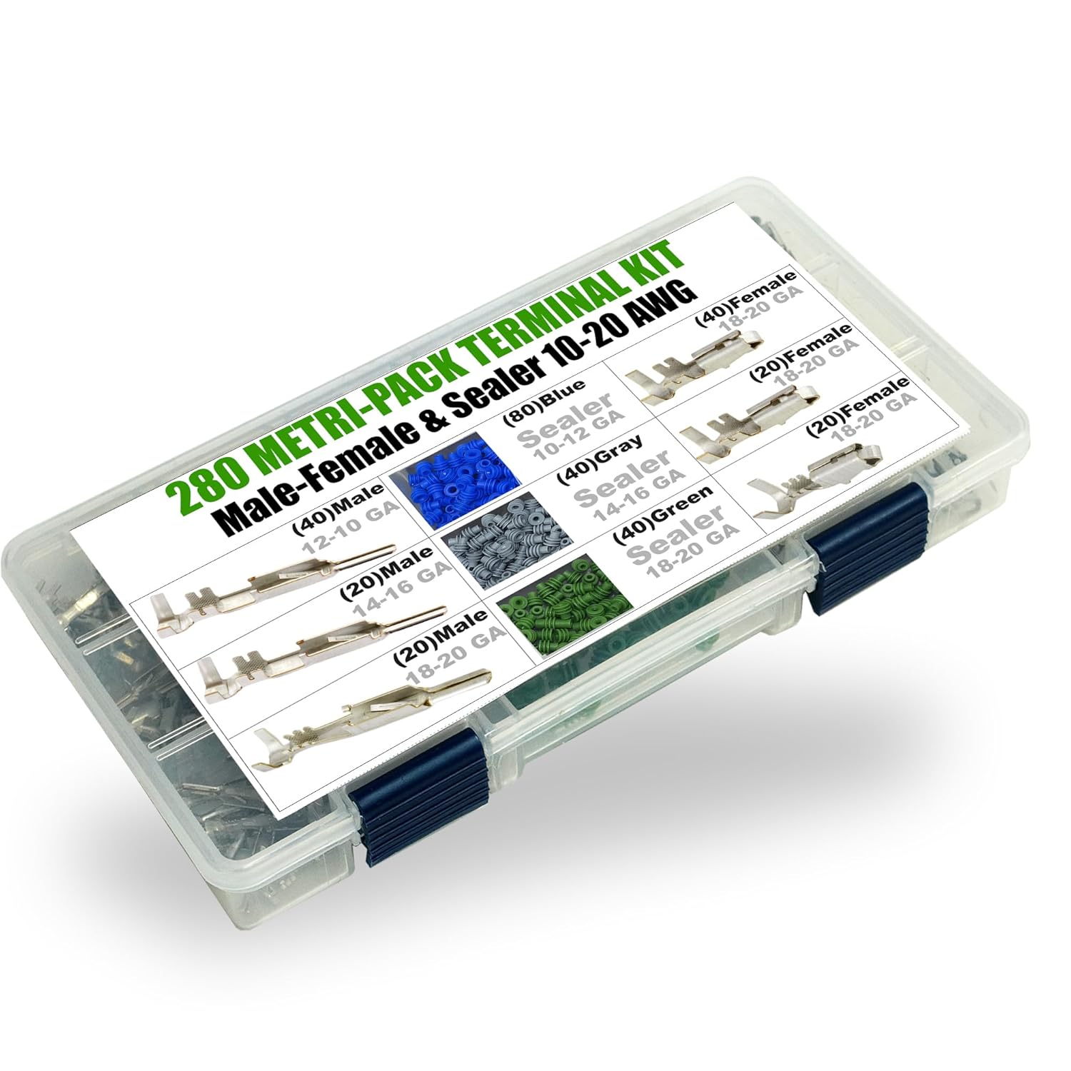 360pcs (Female Terminals, Sealer, Cavity Plug 10-20 AWG) Metri-Pack 280 Series 30 Amp, Weatherproof Automotive Electrical Kit