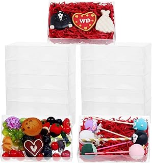 24PCS Clear Plastic Cookie Boxes 7x4.3x1.5 Inch with Window for Chocolate, Truffle, Oreo, Pastry, Bakery, Donut, Brownie, Soap, Party Favors, Wedding, Christmas, Valentine's