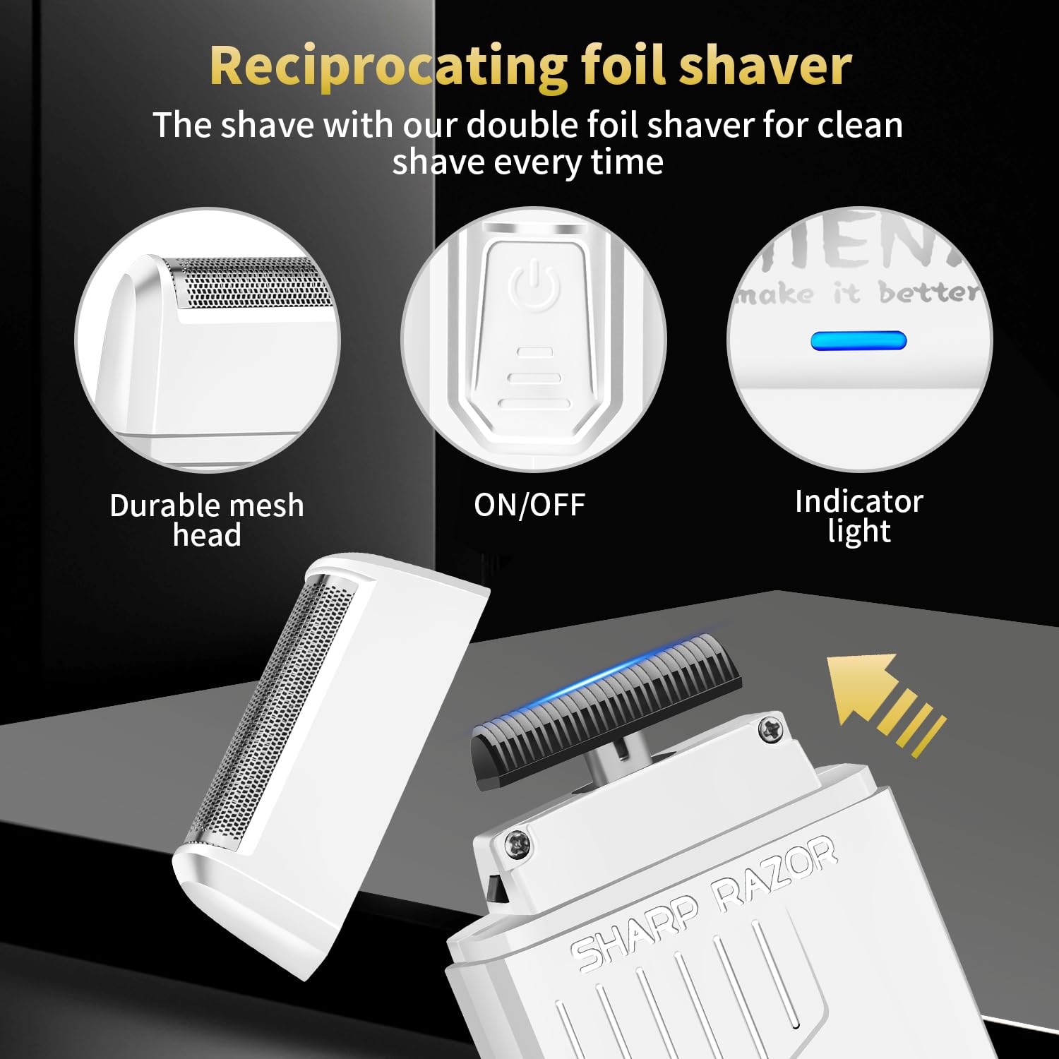 HIENA PRO Professionelles Haarschneidemaschine Set für Männer, wiederaufladbares Haarschneide-Set, elektrische Folienrasierer und Bartschneider, Barber Clippers mit LED-Anzeige, R-Typ verstellbare