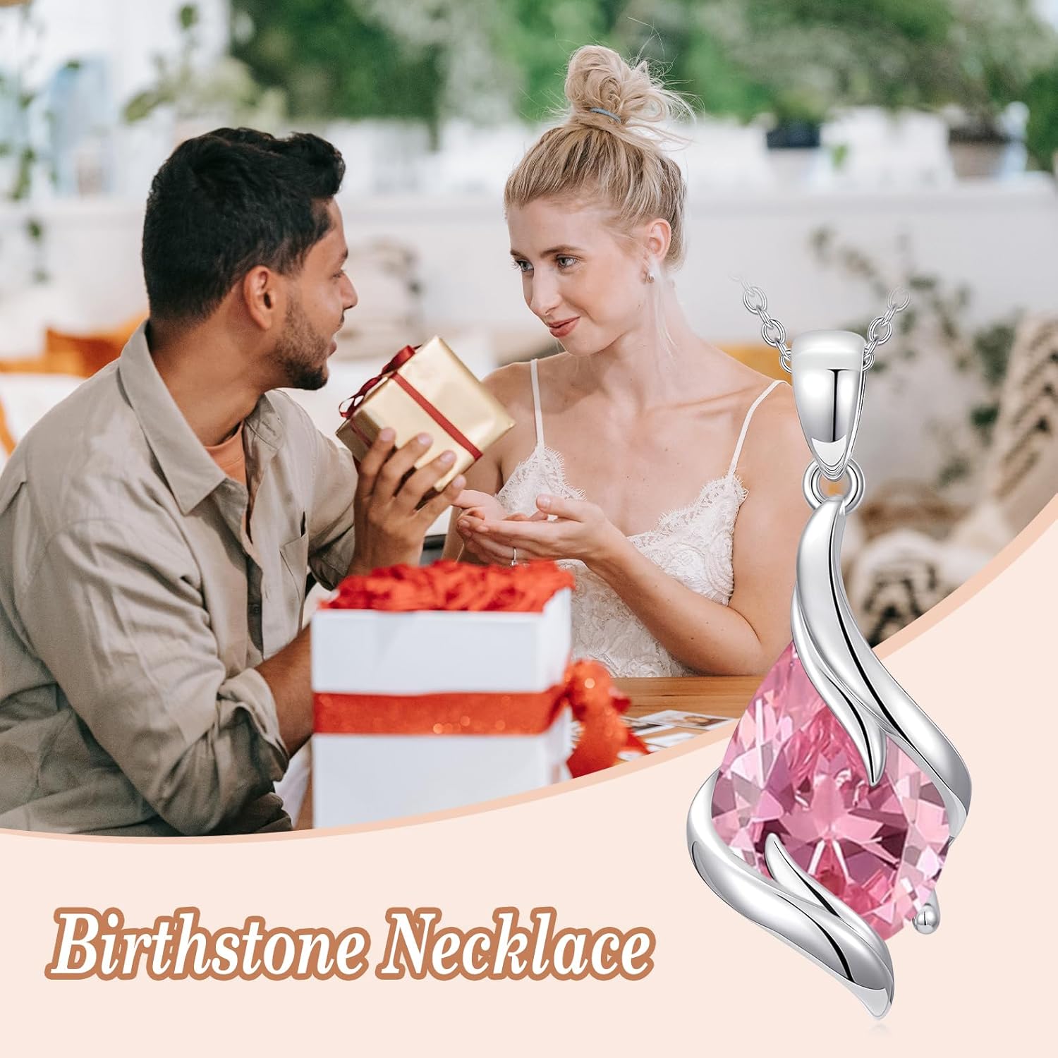 Birthstone Necklace for Women 925 Sterling Silver Teardrop Pendant Fine Jewelry Birthday Gifts for Her Wife Mom - Image 3