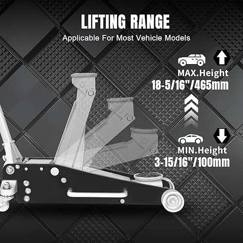 Miniatura 2 de Torin AT830011LB Gato hidráulico de piso de carreras de aluminio y acero de perfil bajo con bomba de elevación rápida de doble pistón, capacidad de