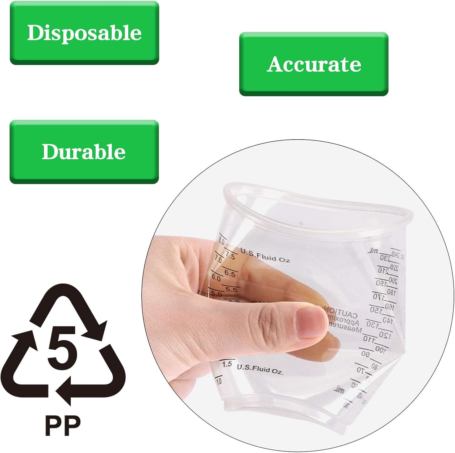 80pcs 8oz Disposable Epoxy Resin Mixing Cups, Clear Plastic Disposable Measuring Cups for Mixing Paint, Pigments, Epoxy Resins, Mixing Cups for Baking（80 Stirring Sticks Included）