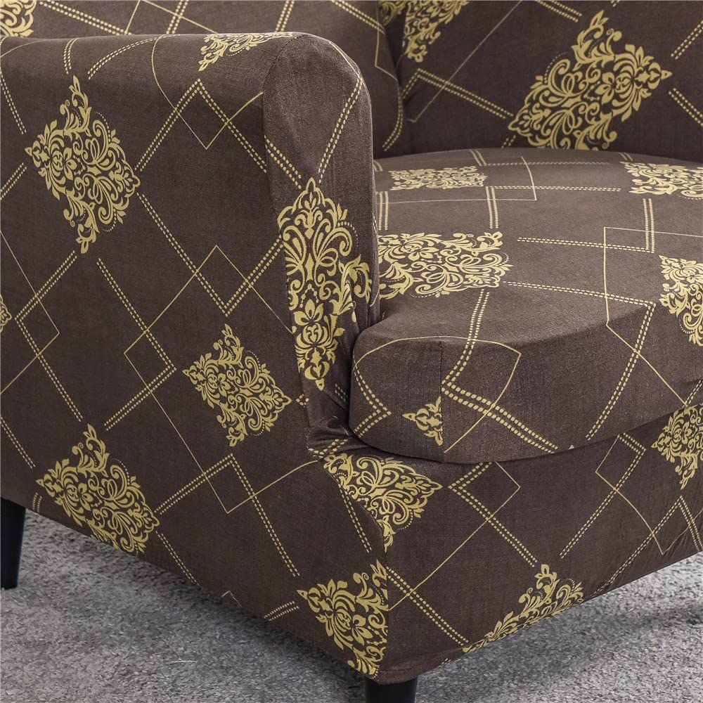 AIMENJOY Copripoltrona Elasticizzato Copripoltrona con Orecchie Copripoltrona per Soggiorno Camera da Letto Hotel, 1 Pezzo Copridivano con Schienale Alto e Elastico con Gonne a Volant (Light yellow