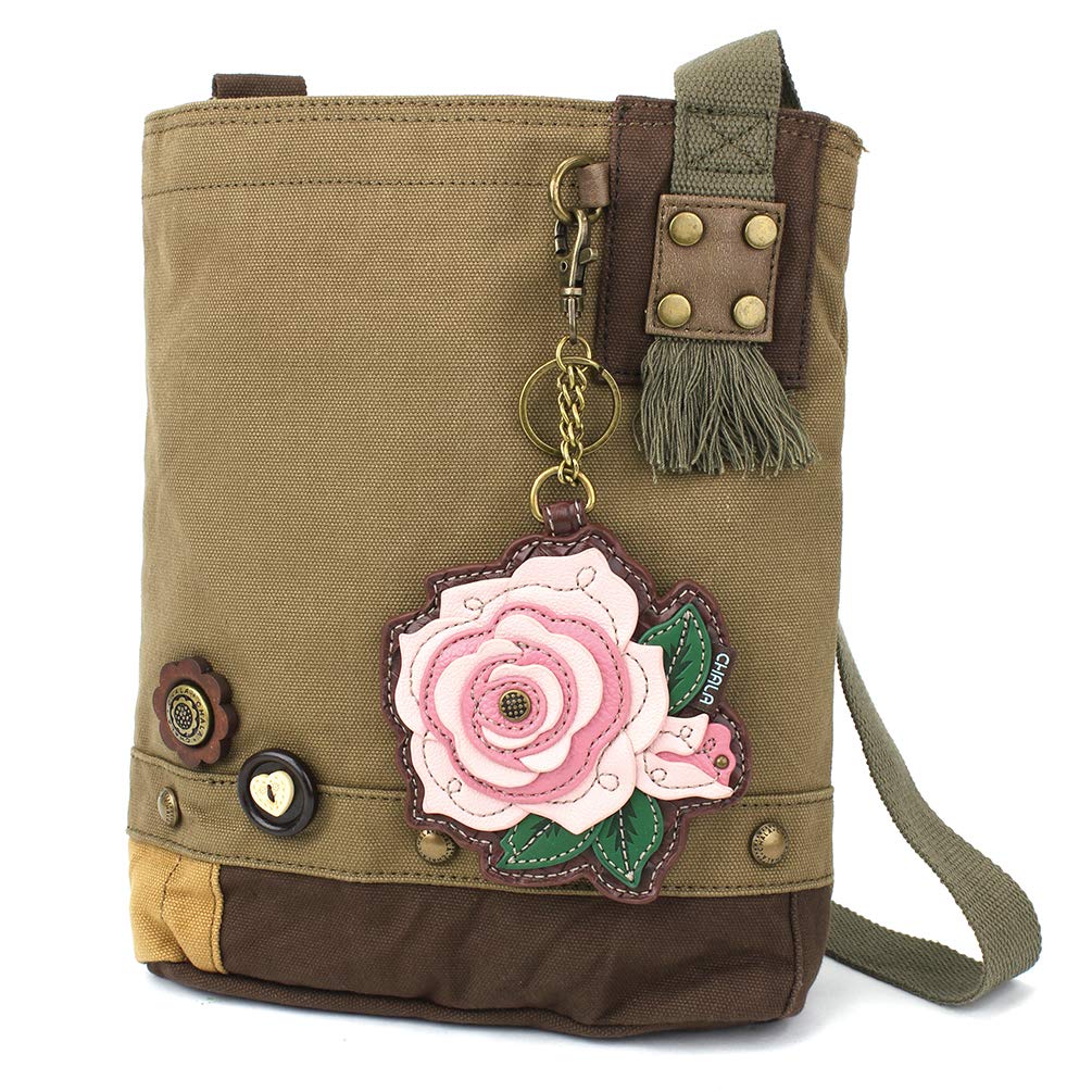 CHALA Patch Cross-Body Women Handbag, Canvas Messenger Bag Olive, Metal Charming Cross - Oliv, Medium — view 99