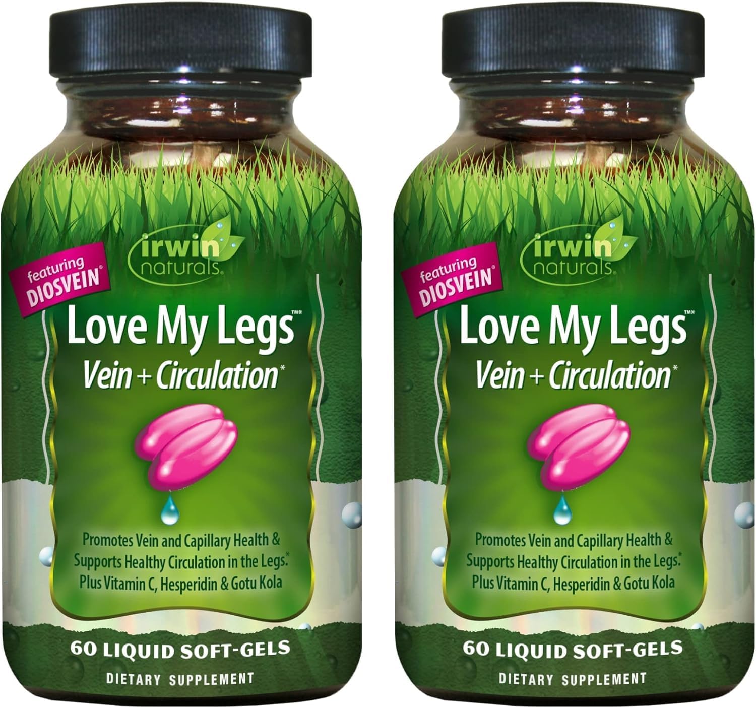 Irwin Naturals Love My Legs - 60 Liquid Soft-Gels, Pack of 2 - Supports Health of Leg Veins, Capillaries & Circulation - 40 Total Servings
